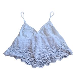 Hollister Womens White Sweetheart Thin Strap Lacey See Through Crop Top